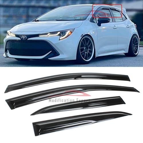 Fits for 2019-2025 Toyota Corolla Hatchback JDM 3D Wavy Mugen Style Window Visors Rain Guard Deflectors / 2020 2021 2022 2023 2024