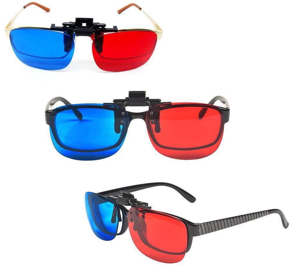 Amazon | 3本セット 3ボックス付け クリップ 式 赤青 3Dメガネ