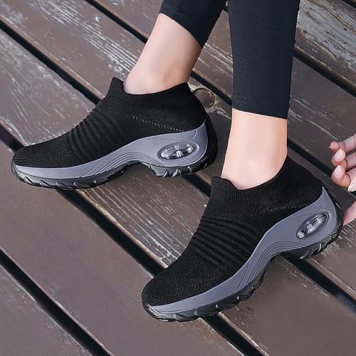 Image of Non Slip Work Shoes Women, Slip On Sneakers Women,Work Shoes Walking Gym Nurse Mesh Casual Fashion Sneakers Comfort Breathable Lightweight