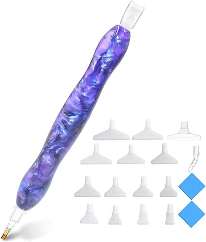 Pintura de diamante de resina morada, accesorios de taladro de arte, bolígrafo de pintura de diamante 5D, herramienta para recoger gemas de