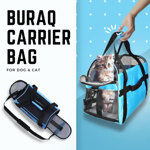 Buraq-Foldable-Pet-Carrier-Breathable-Soft-SidedAirline-Approved-for-Travel-Hiking-and-Outdoor-Suitable-for-Kittens-Puppy-Sky-Blue-Foldable-Pet-Carrier