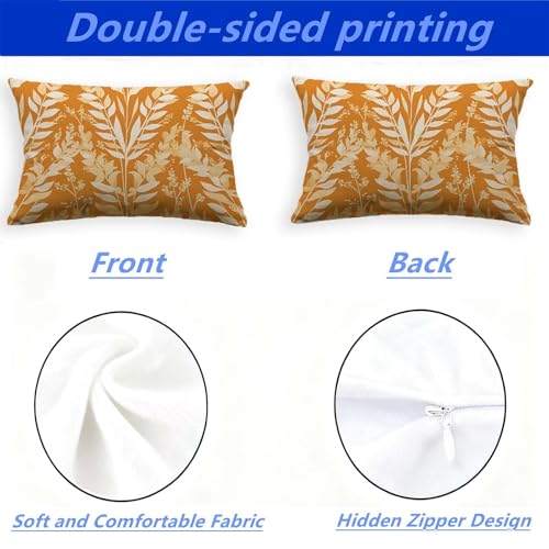 Housse de Coussin 50x70cm Velours Orange Rectangulaire avec Fermeture Eclair Invisible