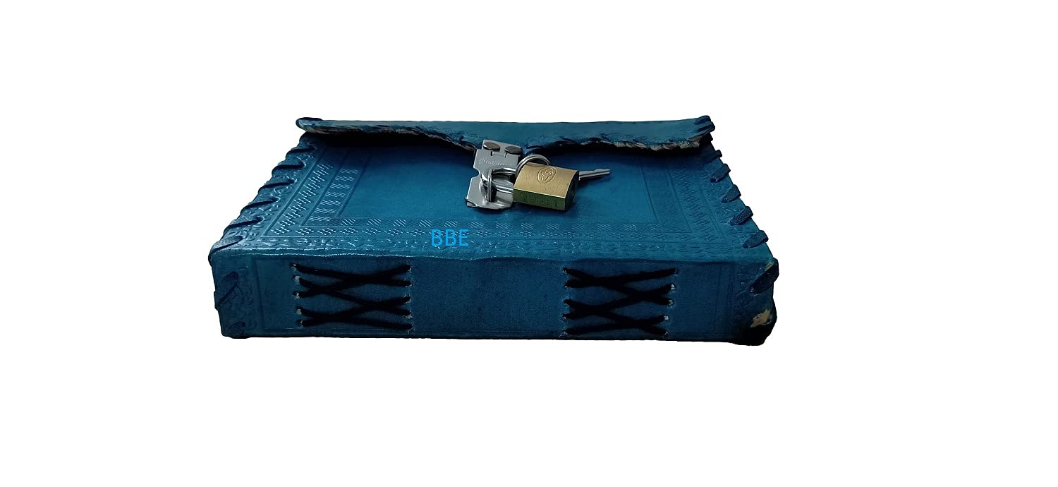 BBE Vintage Leather Handcrafted Regular Diary/Personal Organizer/Notebook/Journal With Lock And Key For Men and Women (Turquoise)      Organizer – Organizer