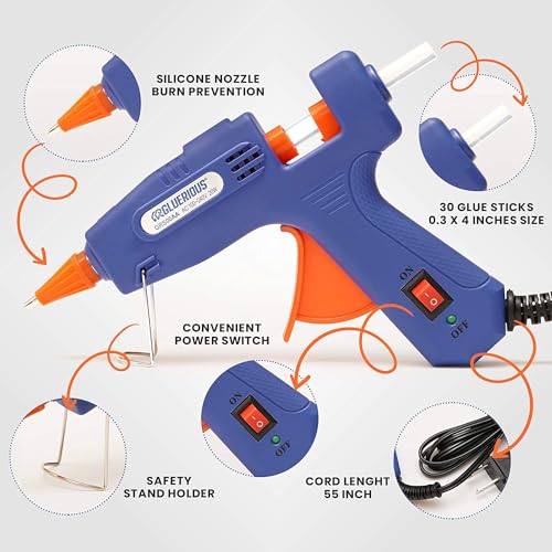 Mini Hot Glue Gun with 30 Glue Sticks for Crafts School DIY Arts Home Quick Repairs, 20W, Blue - Image 3