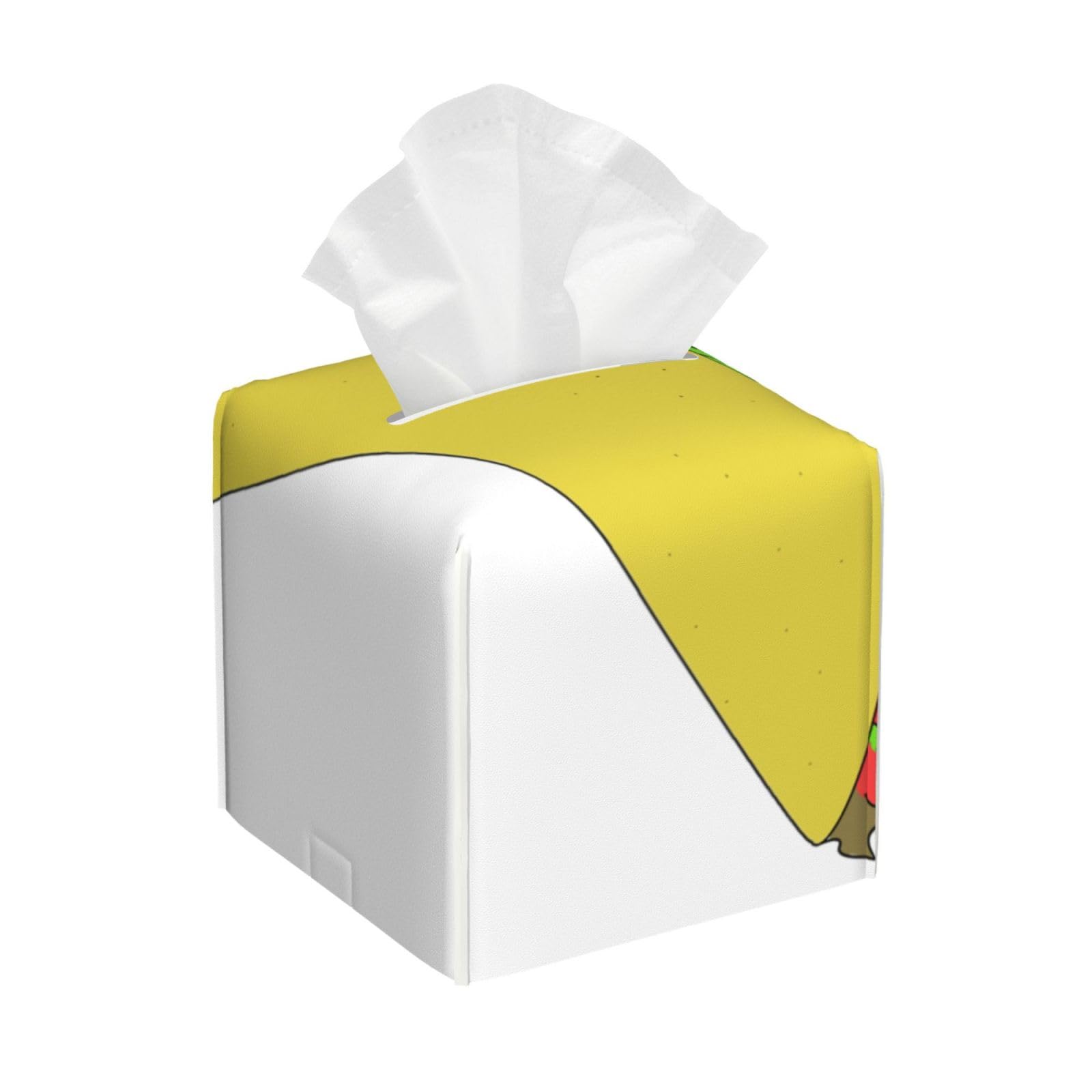 Taco Square PVC Tissue Box Cover Modern Decorative Holder for Bathroom Vanity