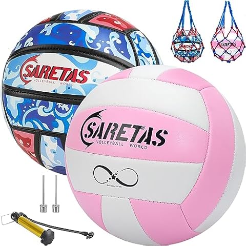 Saretas Volleyball Soft Beach Volleyball Official Size for Outdoor/Indoor Play, Volley Balls for Youth Teens Girl and Kids, Practice Orange Volleyballs with Pump Needles for Backyard Cover