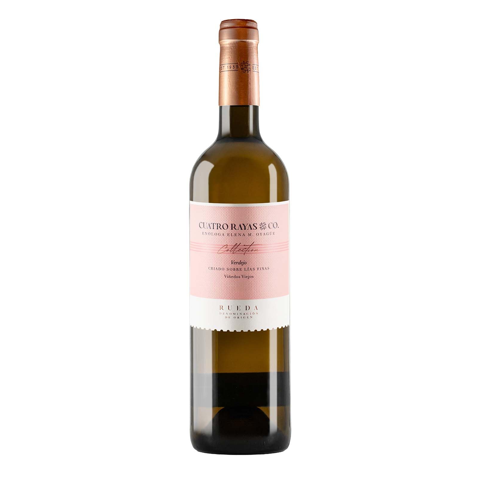 Cuatro Rayas Elena Collection Verdejo DO Rueda (6 Botellas x 750ml) | Vino blanco Verdejo sobre lías