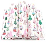 JarThenaAMCS 150 Pcs Christmas Wax Paper Xmas Tree Deli Paper Pink Green Sandwich Wrap Papers Waterproof Oil-Proof Picnic Liners for Party Kitchen Supplies, 9.8 x 8.3 Inch