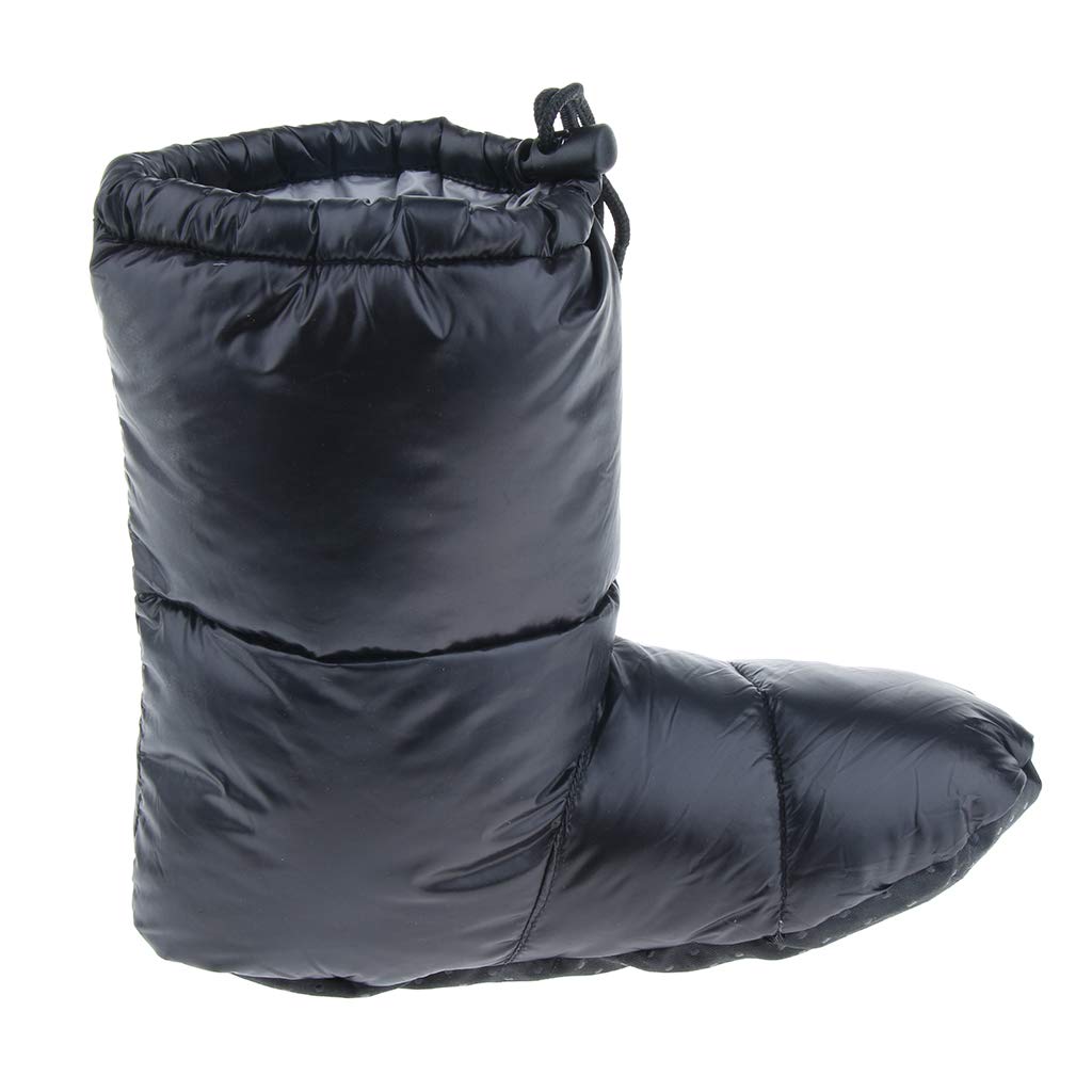 Weiße Gänsedaunen Hausschuhe Winter Warm Camping Zelt Fuß Booties Schwarz M