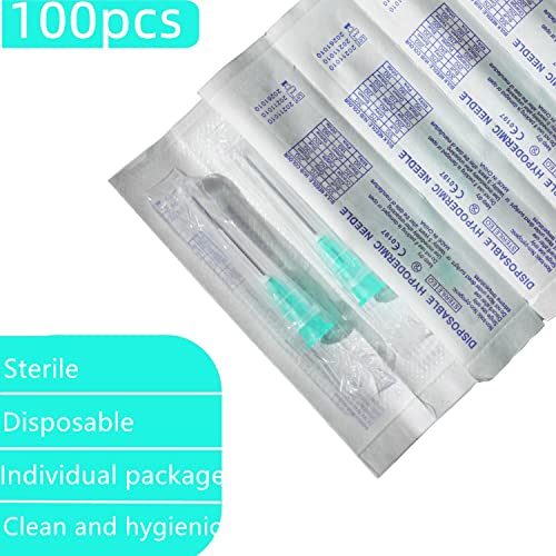 Image of 100 Pack 21Ga 1 Inch Sterile Disposable Injection Needle with Cap for Scientific and Industrial Dispensing Needl Accessories (21Ga)