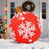 Aufblasbare Weihnachtskugeln Groß, Weihnachtsball Gross Outdoor, Exquisit Aufblasbare Weihnachtsdeko PVC Aufblasbarer Weihnachtskugeln für Weihnachten Partydekorationen (Rot-Schneeflocken)
