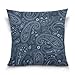 HMZXZ Kissenbezug 40x40cm Ethnisch Paisley Marine Blau Muster Dekorative quadratische Kissenbezüge Kissenhüller für Couch Sofa Schlafzimmer Wohnzimmer