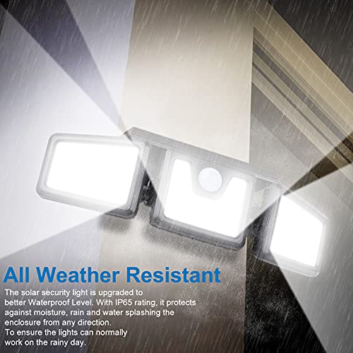 AmeriTop Solar Lights Outdoor, 2 Pack 128 High Brightness LED Cordless Solar Motion Sensor Lights; 3 Adjustable Heads, 270°Wide Angle Illumination, IP65 Waterproof, Security LED Flood Light(Daylight) - Image 5