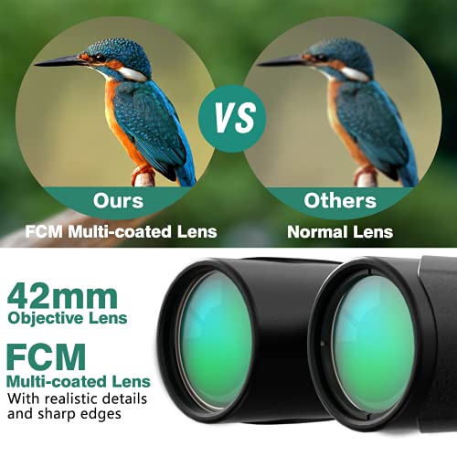 Fernglas 12x42 HD Nachtsicht, Hochleistungs Ferngläser mit großer Reichweite Wasserdichtes Anti-Beschlag-Prisma BAK4 FMC… – Bild 4