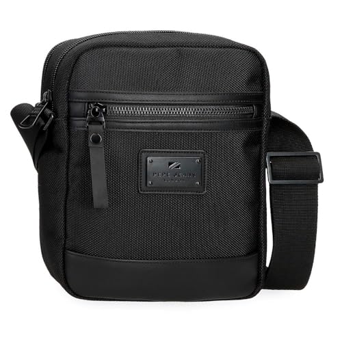 Pepe Jeans Blackmore Bandolera Mediana Negro 17x22x7,5 cms Poliéster con detalles en Piel Sintética 1,16L by Joumma Bags
