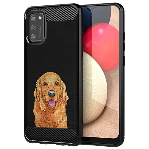 CasesOnDeck Dog Design Case Compatible with Samsung Galaxy A02s / A02s Case - Slim TPU Flexible Matte Carbon Fiber Texture Cover (Golden Retriever)