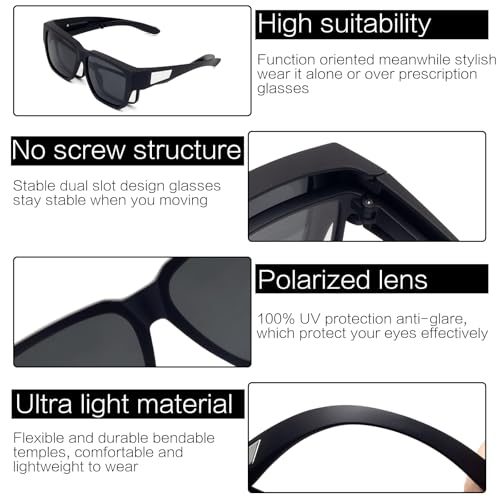 Image of Face Shadow Over Glasses Sunglasses for Men | Polarized Lightweight UV400 Unisex Fit Over Glasses