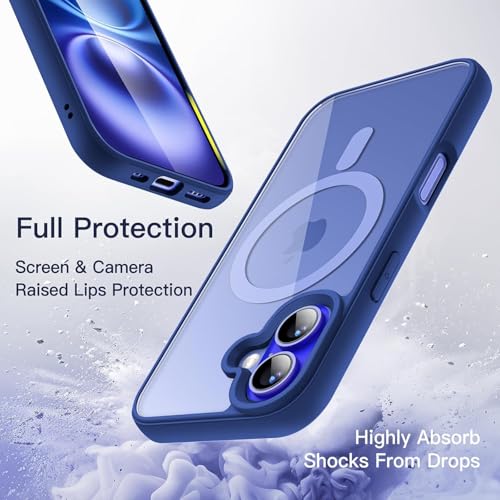 Image of DIZORO Compatible iPhone 17 Case,(Compatible with MagSafe) Non Yellow Military-Grade Drop Protection & Hard PC Back Cover Slim Transparent Anti-Scratch Shockproof Phone Case - Blue