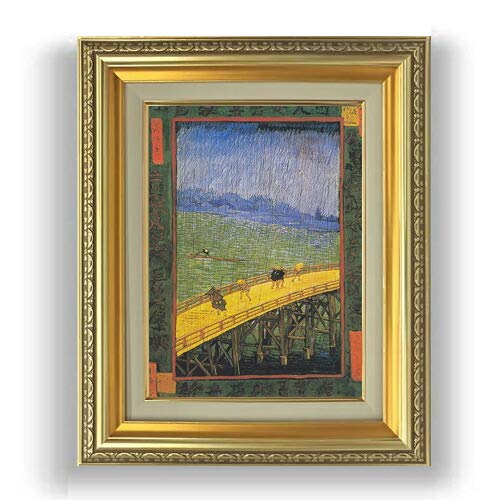 ゴッホ風風景画F4サイズ木製額縁付きキャンバス画