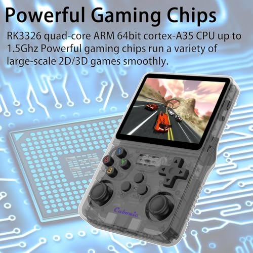 Image of Cubonic CrystalPlay R36S Retro Gaming Console, Transparent PixelGlass, 3.5-Inch LCD Screen, RK3326 Quad-Core, 15000+ Games, Dual Joystick, Support MAX 256GB Storage, 3000mAh Battery (black)