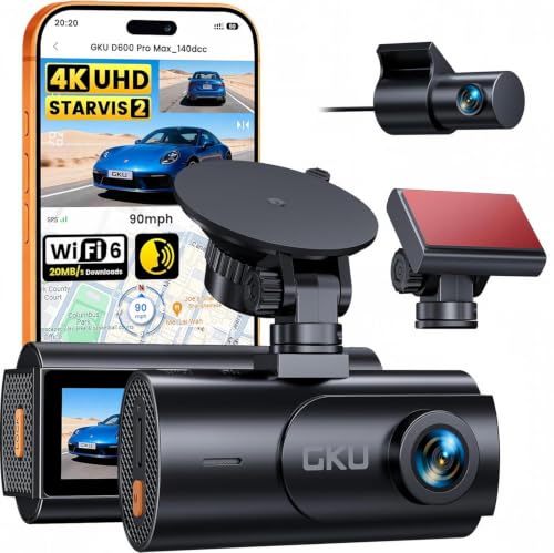 GKU 4K Dual Dash Cam Front and Rear Camera, STARVIS 2 Sensor