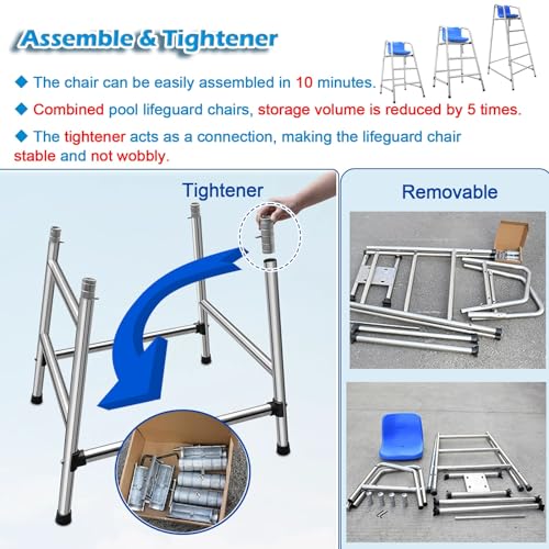 Silla de Vigilancia para Piscina en Acero Inoxidable 304 miniatura 7