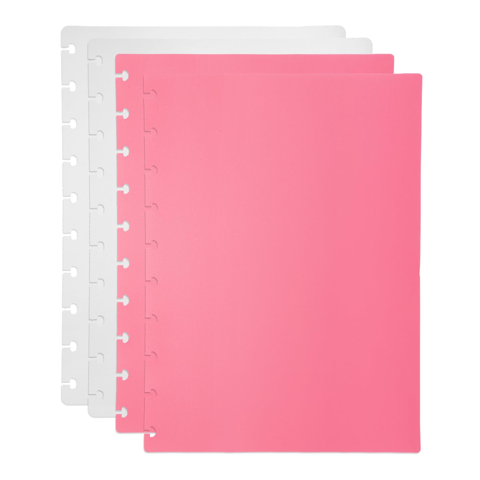 PATIKIL 1 Set Discbound Notebook Cover, 10 x 7.1 B5 Letter Size PP Disc Planner Cover for Notebook Planner Office Product, White/Pink — image 1
