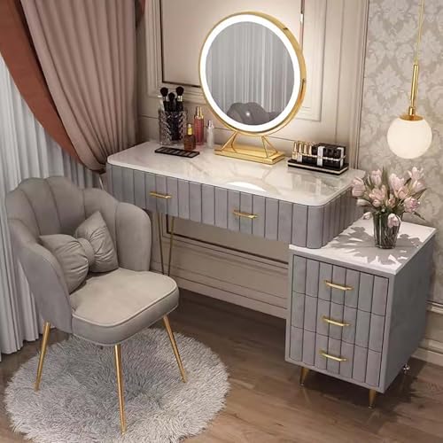 YSXXIAN Tocador sin Espejo con 5 cajones y estación de Carga. Mesa de Maquillaje Grande para niñas.