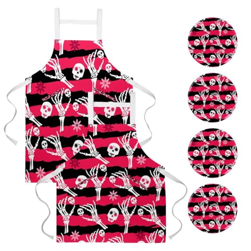 Lot de 2 tabliers de cuisine robustes style squelette pour bistrot