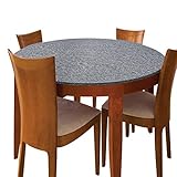 Jobar Decorative Stretch Table Cover (Stone) - Round Table Pads for Dining Room Table - Beautiful...