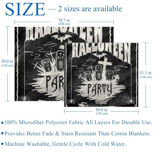 Couverture microfibre légère plaid Halloween doux pour lit et voyage