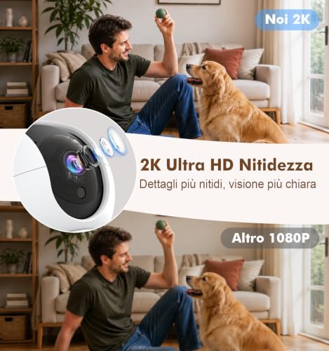 Image of 2.4&5GHz WiFi Indoor Security Camera,2K /3MP Camera for Home Security, 355 Pan /Tilt Pet Cam, IR Night Vision Baby Monitor, 2-Way Audio, Motion Tracking, Cloud & SD Card Storage