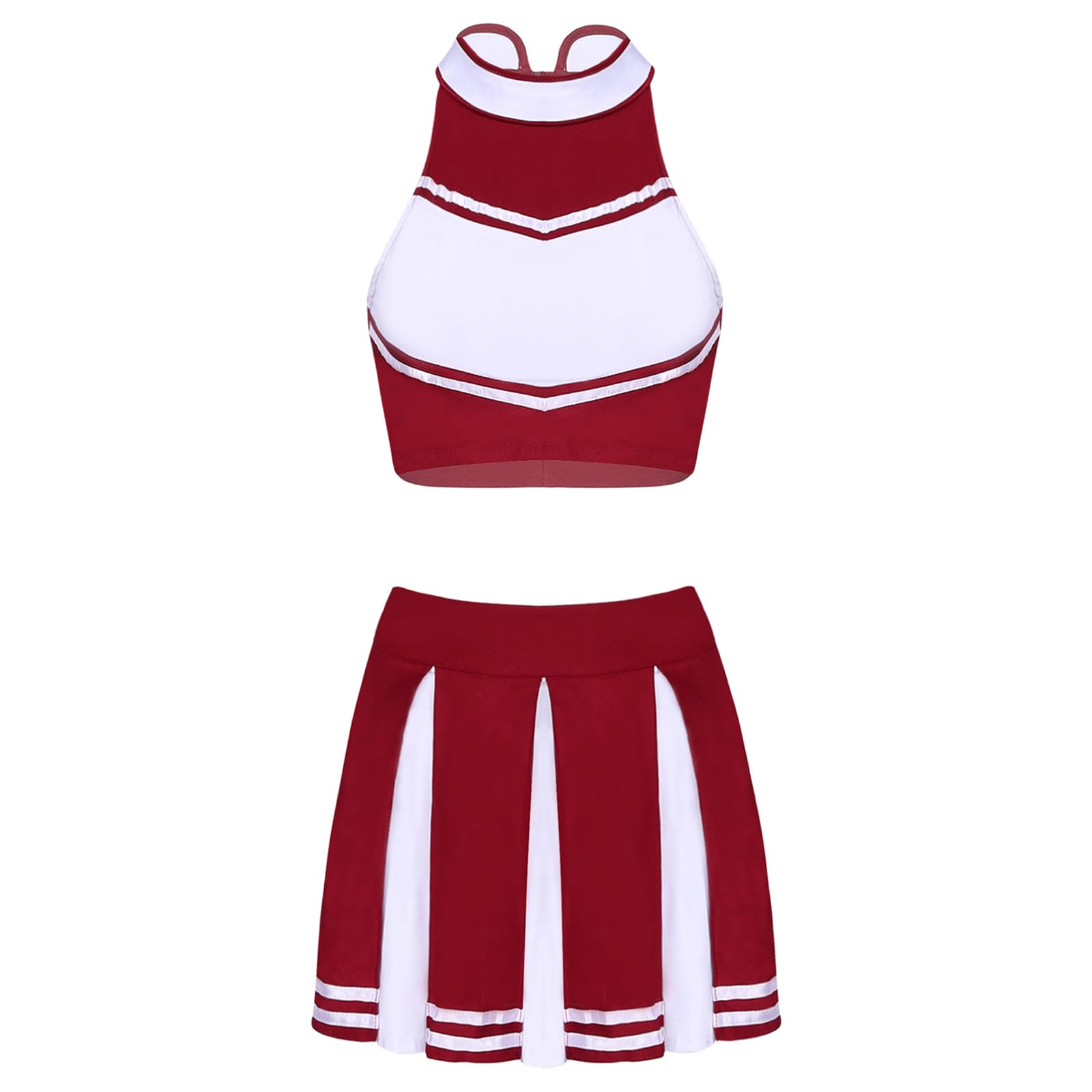 Sexy Mujer Cheer Cosplay Dance Outfit Stand Collar Top con Falda Plisada