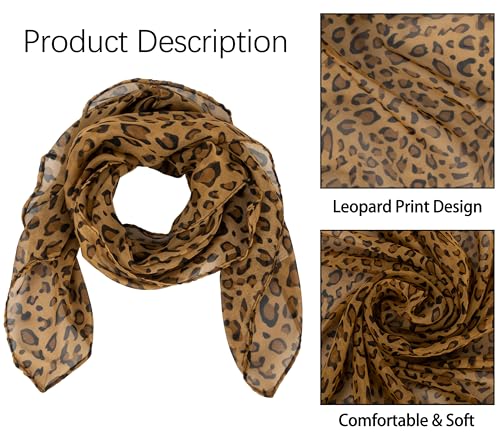 Lightweight Leopard Print Scarves for Women 27.5 × 27.5 inches Square Elegant Wrap Neck Scarf-Fashion Feeling Head Scarf4
