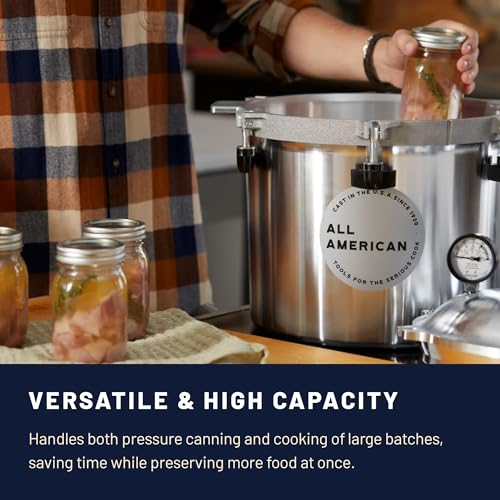 Image of All American 1930: 15.5qt Pressure Cooker /Canner (The 915) - Exclusive Metal-to-Metal Sealing System - Easy to Open & Close - Suitable for Gas, Electric, or Flat Top Stoves - Made in the USA