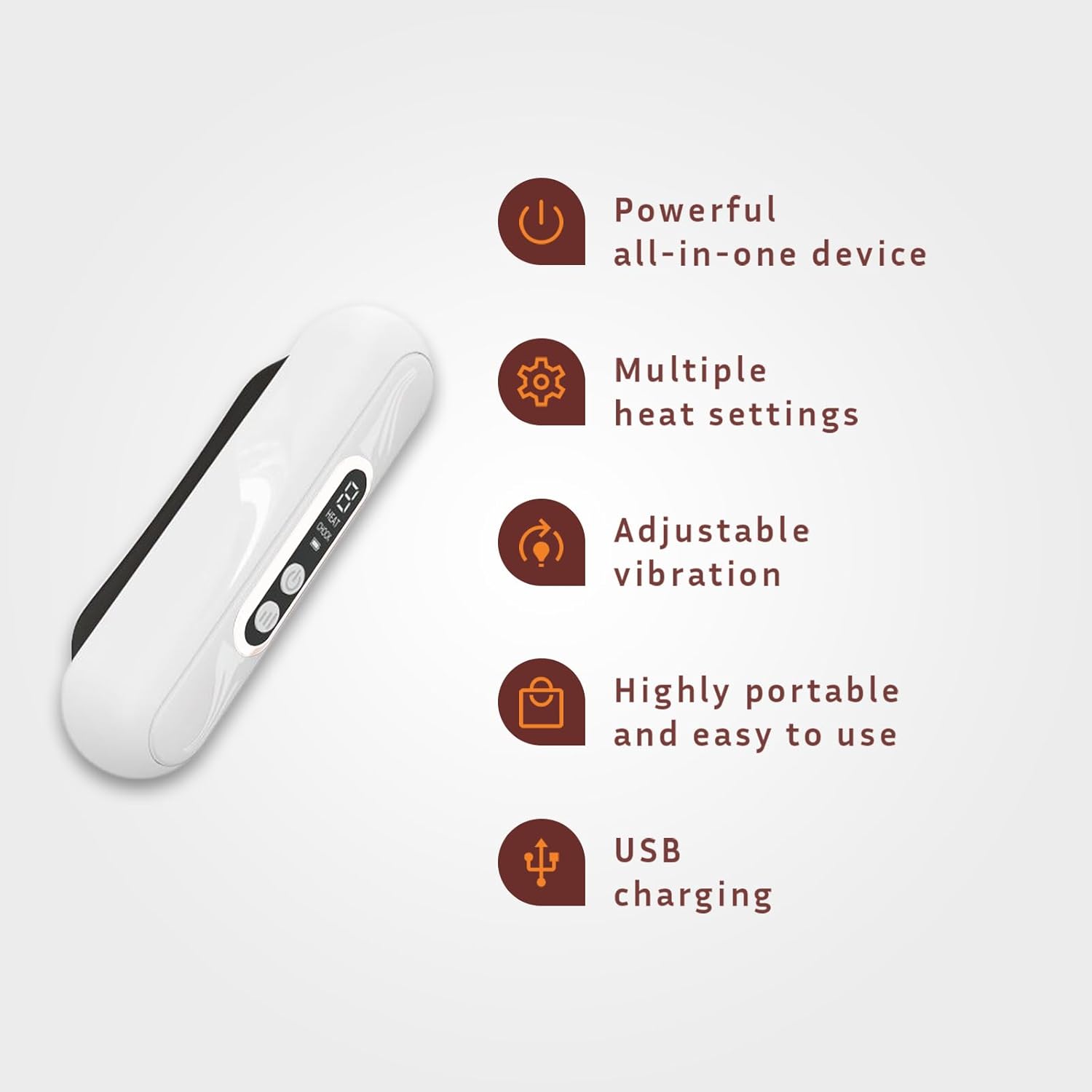 Heated Gua Sha Scraping Massage Tool by TheraStone mini; Skin Scraping Stone with Heat & Vibration, with Bian Stone,Soft-Tissue Massage, Improve Blood Circulation, Relieve Pain, Anti-Aging (White) - Image 6