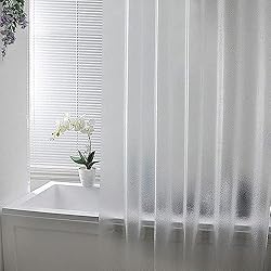 Cortina Plastico Ducha Cortina Bañera, Cortina de Ducha, Cortina Ducha Impermeable, Cortina de Baño Antimoho, Cortina de Ducha Translúcido, Apto para Baños, 120 x 180 cm, con 4 Anillas de Cortina de Ducha de Plástico