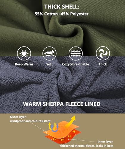 Image of GEEK LIGHTING Men's Fleece-Lined Zip Up Hoodie, Thick Hooded Jacket Winter Warm Athletic Sweatshirt