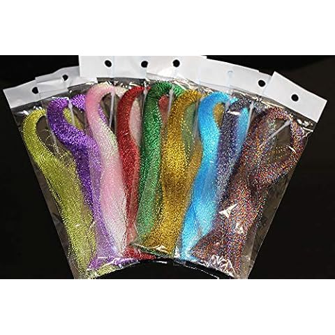 Laxygo Fly Fishing Tying Materials 9 Colors Crystal Flash Trout Tube Fishing Lures Making Supplies (Type2-9pcs) Cover
