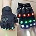 MTTXY LED Flashlight Gloves, LED Outdoor Riding Gloves, Light Gloves Tool, White/Green/Red Half-Finger Gloves for Camping Fishing Car Repairing Hiking,White