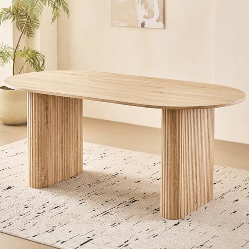Lecafur HL 70.9" Large Dining Table for 4, [Rounded Edges]