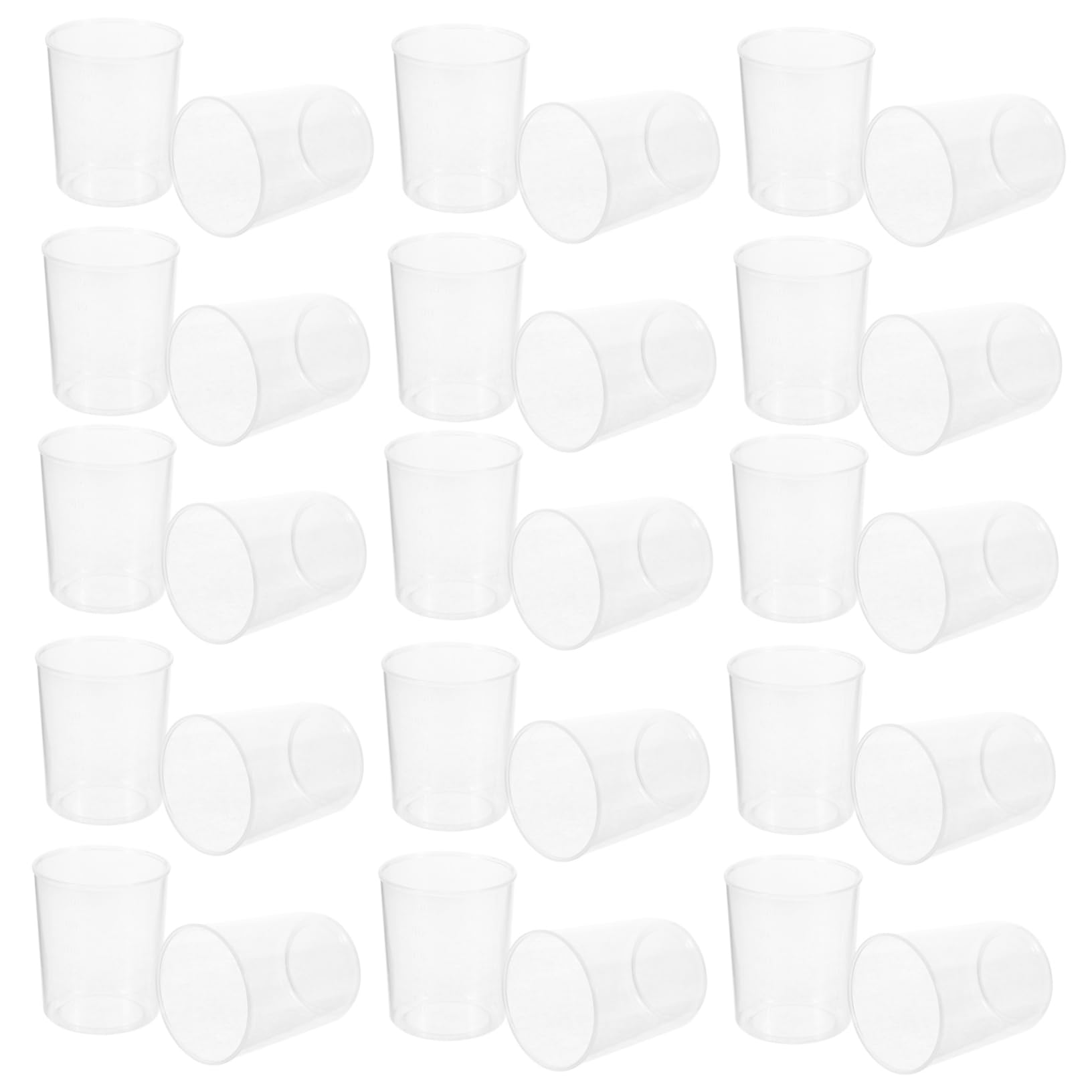 GRIRIW 30pcs Measuring Cups Unique Lab Plastic Cups Accurate Scale Measuring Tool
