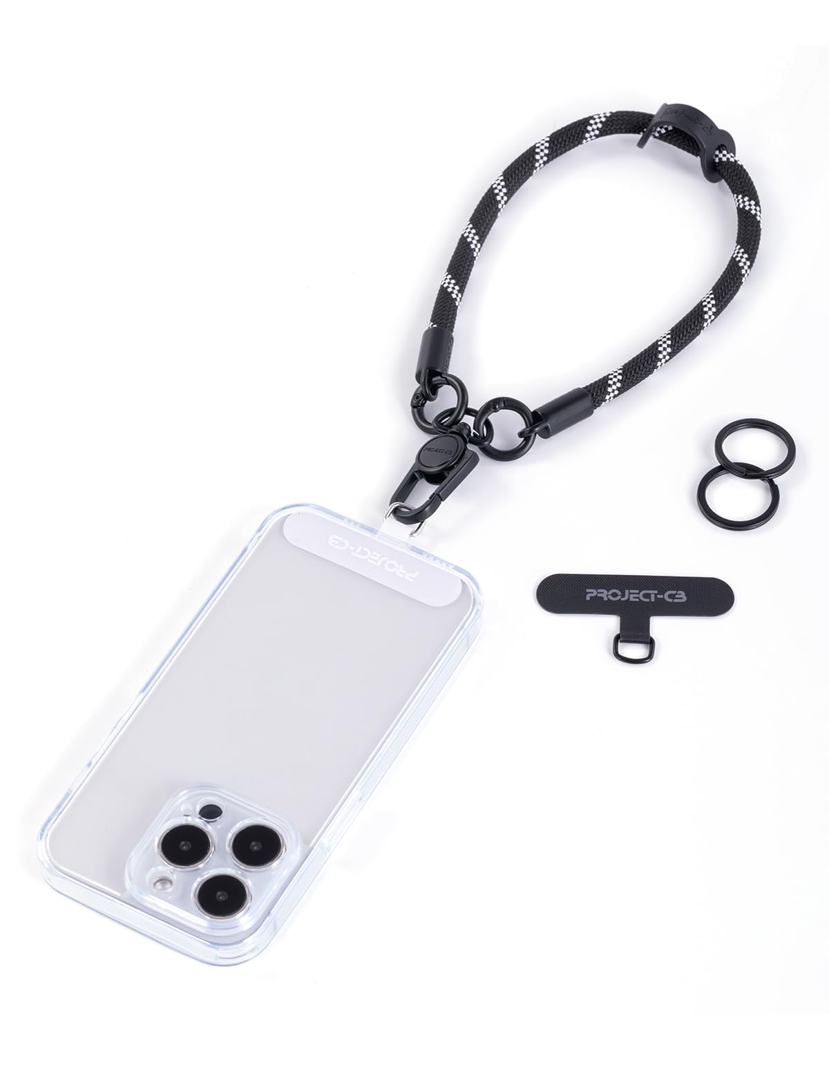 project-cb Phone Wrist Strap 1,Tether Tab 2,Hand Strap, Phone Wristlet,Key Ring 2, Lanyard Patch,KeyChain (Blackshadow)