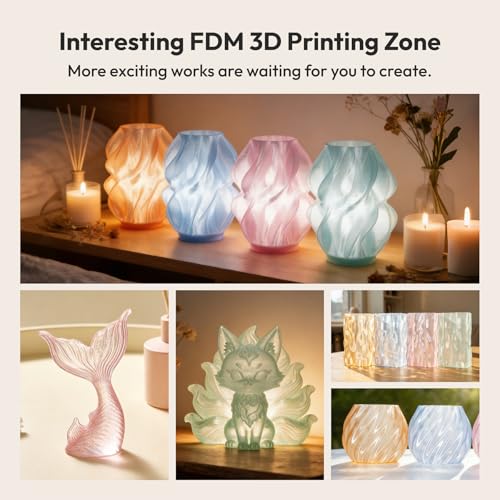 Image of AMOLEN 3D Printer Filament Crystal PLA Translucent Bundle, Transparent PLA 1.75mm, NO-Tangle Low Warping, Dimensional Accuracy+ /-0.02 mm, Fits Most FDM 3D Printers, 200gx4 Pack, Green+Pink+Orange+Blue