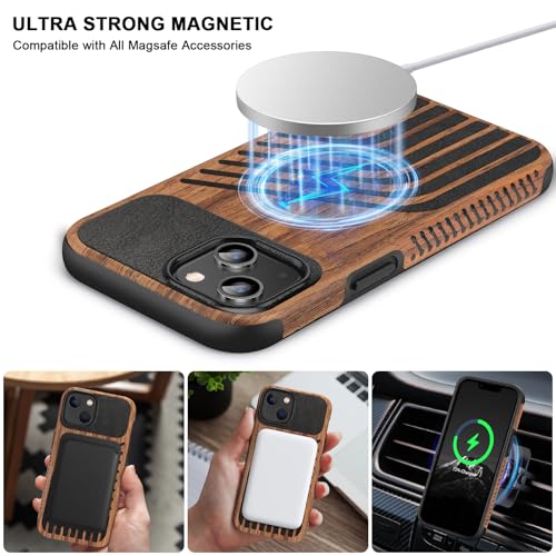 Coque iPhone 13 Mini bois naturel style urbain compatible MagSafe