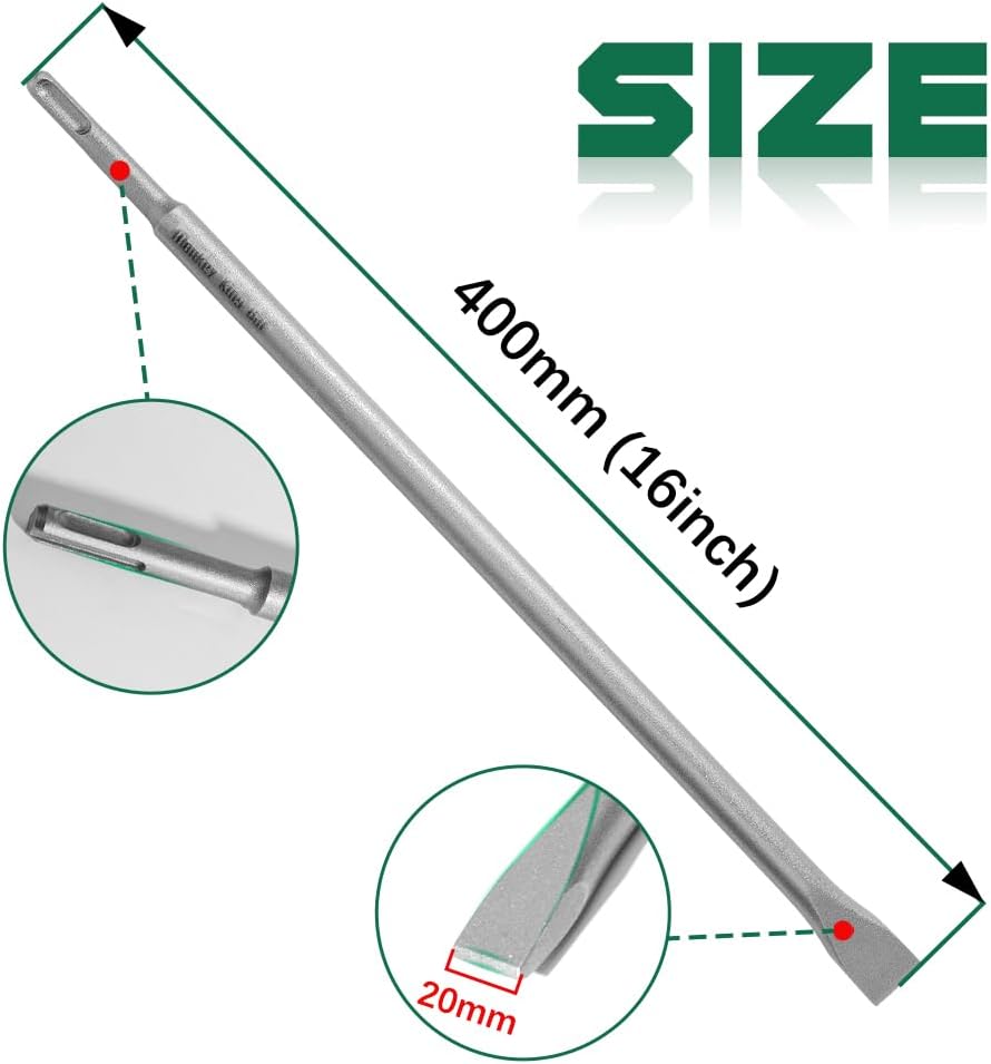 Monkey King Bar-SDS PLUS Chisel 16" Flat Chisel with Sds Plus Shank Ideal for Concrete Demolition