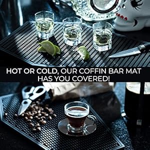 Nomnu Coffin Coffee Bar Mat For Countertop Goth Kitchen Halloween Decor Gothic Coffee Bar Accessories 17×11 Inch Non Slip Spill Bar Mat Spooky Gifts