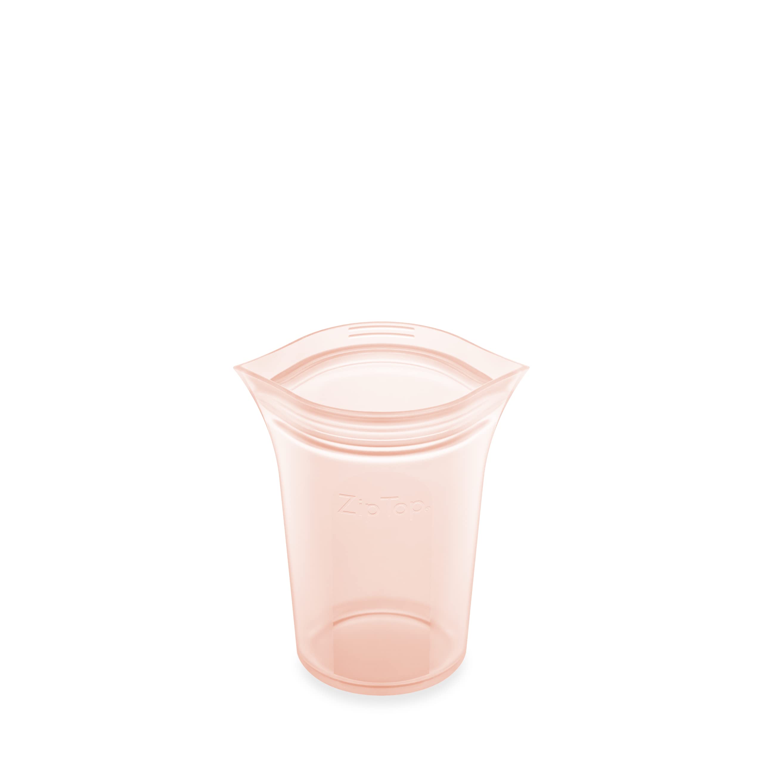 Zip Top Reusable Food Storage Bags | Small Cup [Peach] | Silicone Meal Prep Container | Microwave, Dishwasher and Freezer Safe | Made in the USA