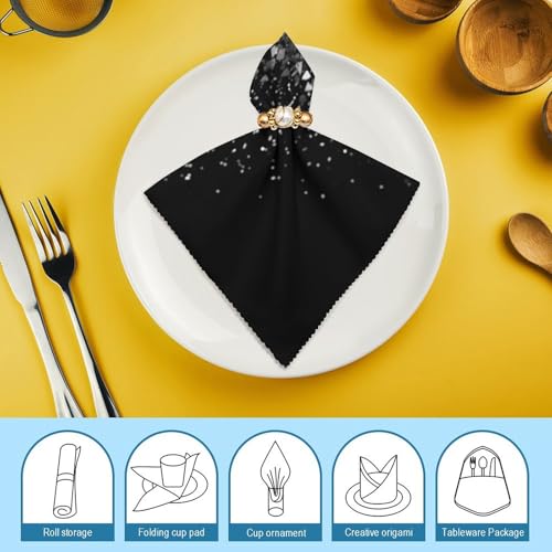 Servilletas de Tela Black White Glitter Pack 6 miniatura 7