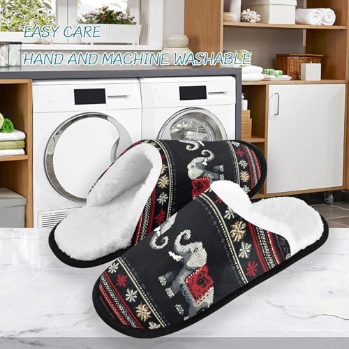 Red Flower Mandala Elephant Retro Slippers For Women Men Soft Memory Foam Non-Slip Animal Winter Indoor House Shoes Travel Slipper3